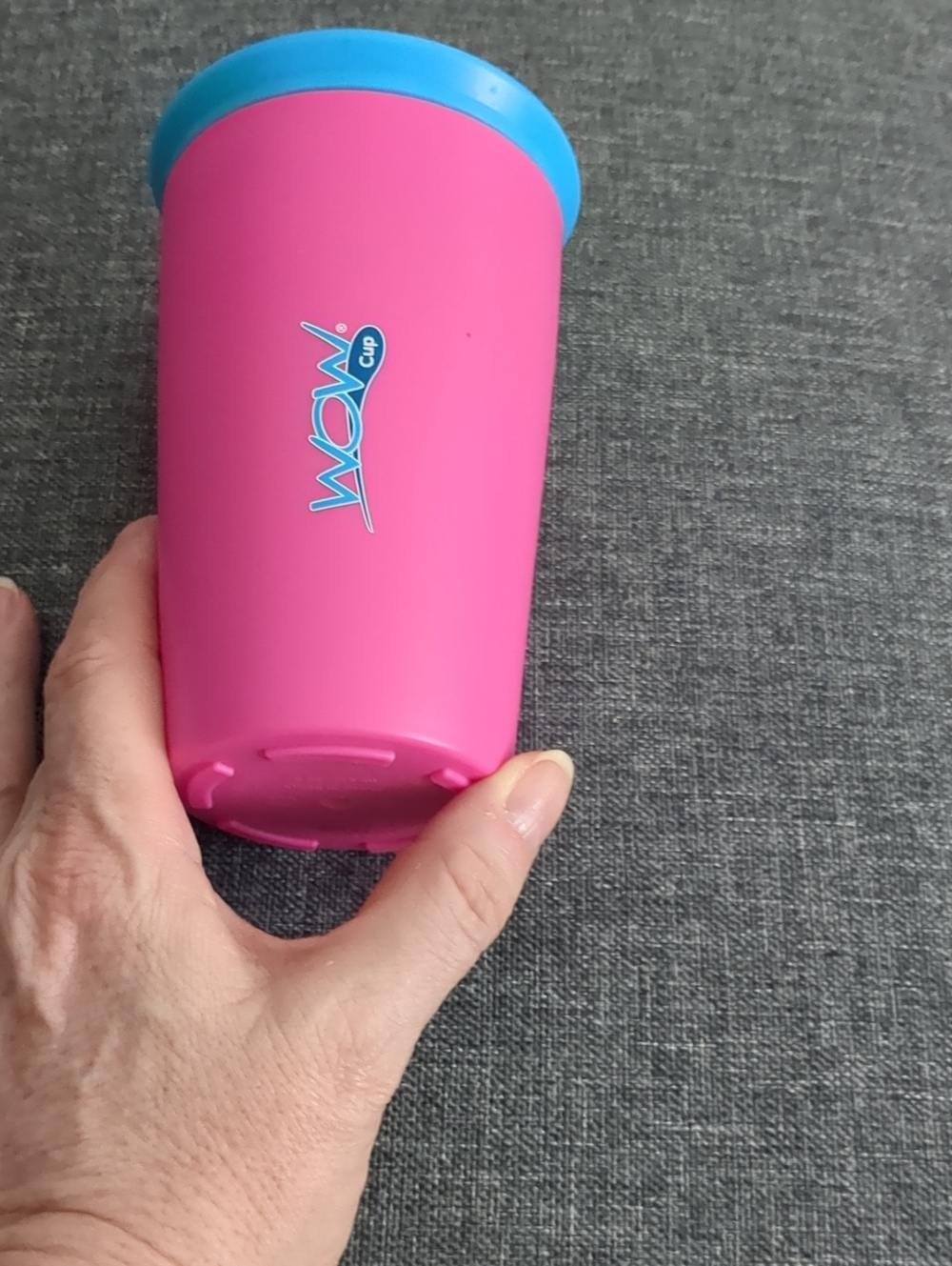 Wow Cup for Kids Original 360 Sippy Cup, Pink with Blue Lid, 9 oz